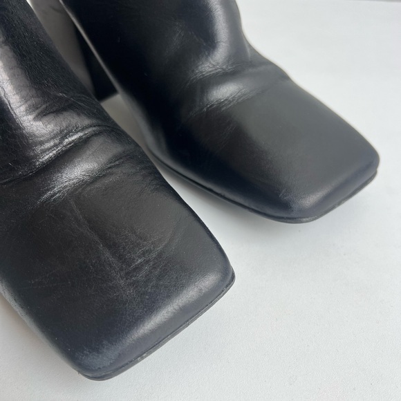 JONAK Black Leather Square Toe Chelsea Boots | Block Heel | EU 38 - Picture 8 of 15